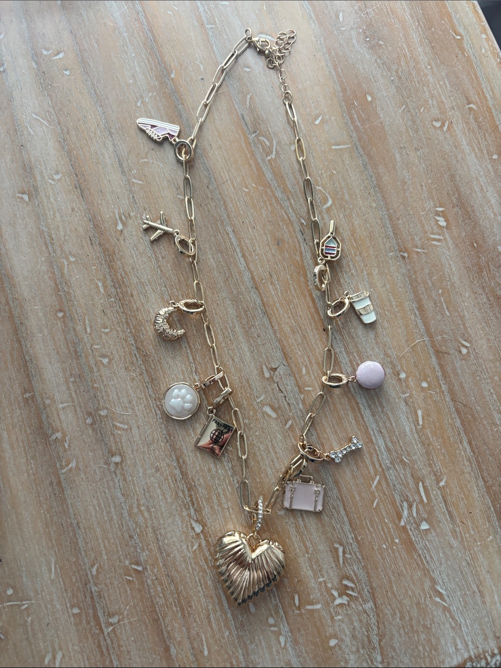 Target Gold Charm Necklace with Pink and Pearl Accents - Women Jewelry